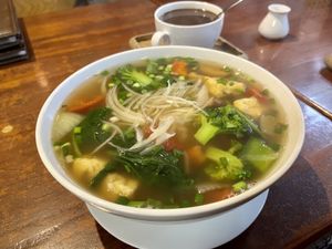 Pho & coffee with coconut milk   at Casa Bonita in Cat Ba