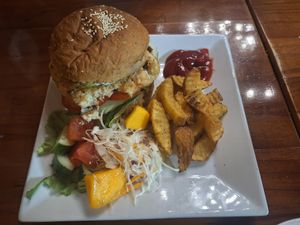 Vegan burger at Casa Bonita in Cat Ba