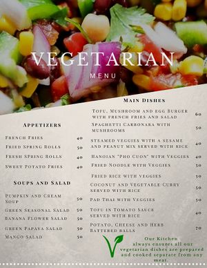 Vegetarian Menu at Casa Bonita in Cat Ba