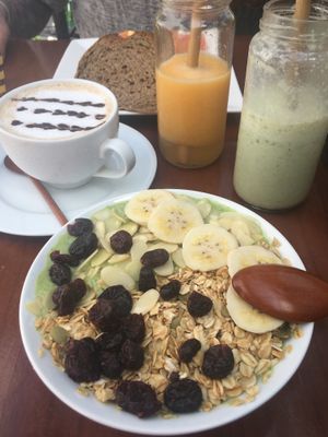 Smoothie bowl, coconut coffe and a healthy shake drink! Yum! at Casa Bonita in Cat Ba