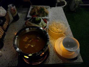 Hot pot on a cold night, delicious! at Casa Bonita in Cat Ba