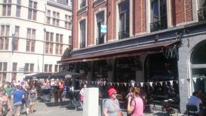 Outside at Ellis Gourmet Burger in Leuven