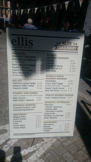 Menu at Ellis Gourmet Burger in Leuven