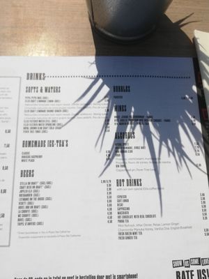 Menu drinks at Ellis Gourmet Burger in Knokke-heist