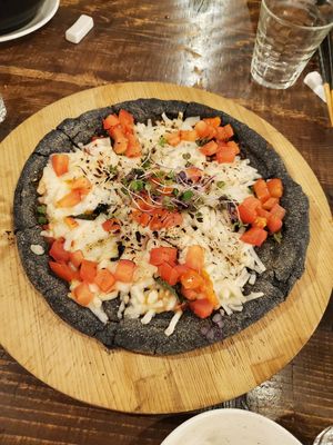 Margherita pizza with vegan cheese at Volver in Kochi