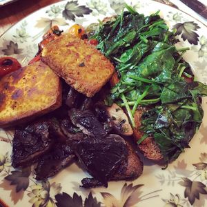 This is ‘The Vegan’ breakfast with added smoked tofu.  It was gorgeous! Enjoyed 10th March 2019😄 at Juliets in Tunbridge Wells