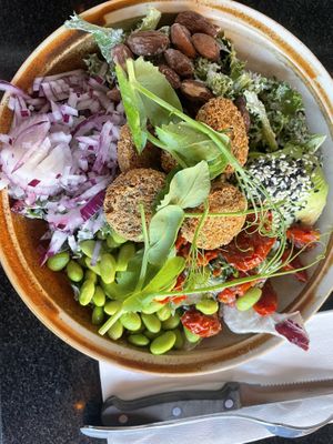 Vegan salad with falafel and vegan garlic mayo   at Cafe Vi2 in Aalborg