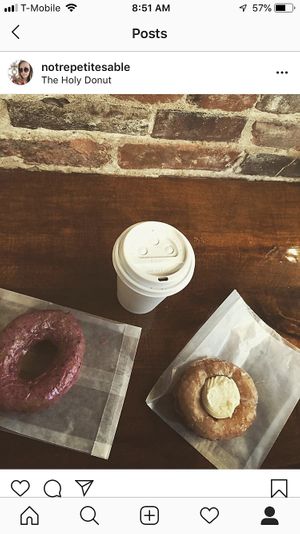 (On the left) the vegan triple berry donut at The Holy Donut - Commercial St in Portland