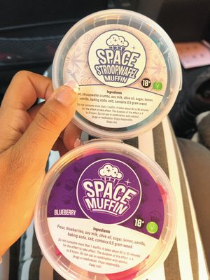 Waffle and blueberry muffins at Popeye Coffeeshop in Amsterdam