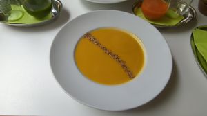 Sweet potato cocos soup at pressgut in Bremen