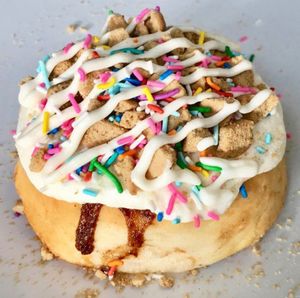 Cake Batter Frosting with Cookie Pieces & Rainbow Sprinkles! at Cinnaholic in Baltimore