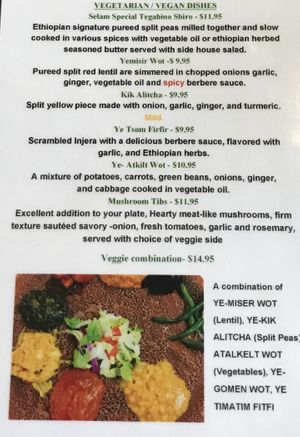 The menu. at Selam in Orlando