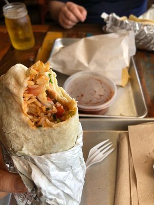 Veggie burrito with Spanish rice  at Oahu Mexican Grill in Honolulu