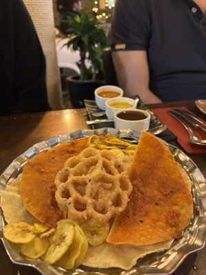 Snacks and dips - not just your standard poppadoms…...  at Kayal in Leamington Spa