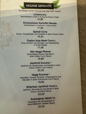 Vegan menu  at Suvai in Essen