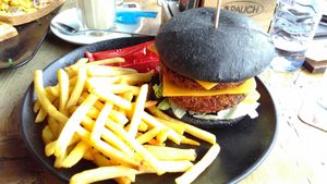 Vegan burger from the specials menu at Coffeebar in Innsbruck