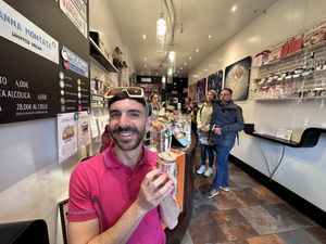 Vegan gelato - peanut and chocolate mint  at Gelateria De Coltelli in Pisa
