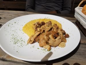 Polenta with mushrooms at Rotwandhütte in Vigo Di Fassa