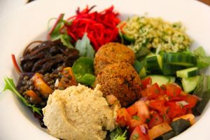 A good vegan mezze option from Robertson's Organic Cafe... at Robertson's Organic Cafe in Tavistock