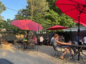 Outdoor seating  at The Mitten Brewing Company in Saugatuck