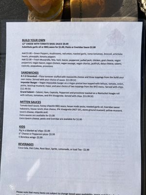 Menu page 2 at The Mitten Brewing Company in Saugatuck