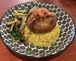 Tofu Steak with rice and Teriyaki vegetables  at Confusion Plant Based Kitchen in Hong Kong Island
