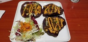 Lentil & cauliflower tacos with tofu sauce at Confusion Plant Based Kitchen in Hong Kong Island