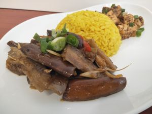 Lemongrass eggplant and tofu at Confusion Plant Based Kitchen in Hong Kong Island