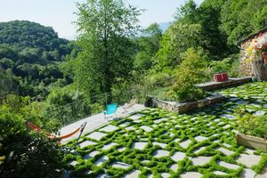 The courtyard with a panoramic terrace at Casa Payer in Luserna San Giovanni