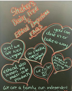 Options  at Shakers Vegan - Pop-Up in Colchester