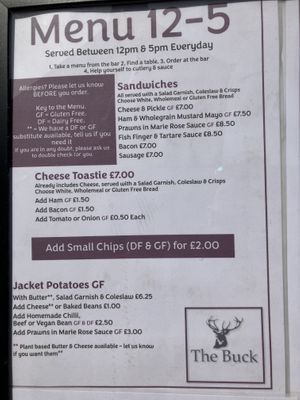 Menu March 2025  at The Buck Hotel in Reeth