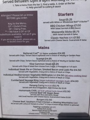 Menu March 2025  at The Buck Hotel in Reeth