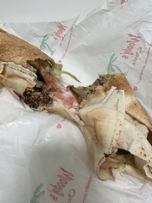 Eggplant and cauliflower wrap  at Woody's Oasis in Okemos
