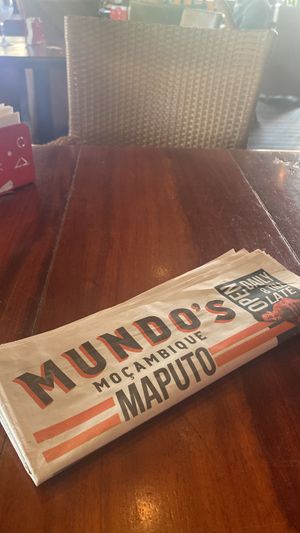 Menu at Mundo's in Maputo