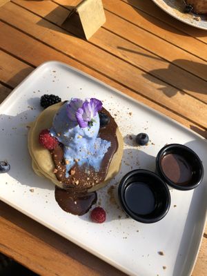 Vegan Pancakes  at Hustle n' Flow Eatery in San Pedro De Alcantara