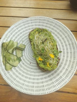 Avocado toast without egg 12 euros at Hustle n' Flow Eatery in San Pedro De Alcantara