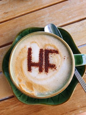 Oat flat white at Hustle n' Flow Eatery in San Pedro De Alcantara