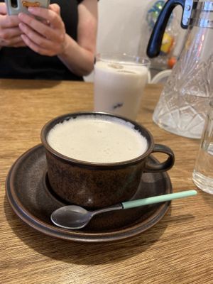 Brown sugar ginger soy milk - one hot one cold   at Hobodo Cafe in Kyoto
