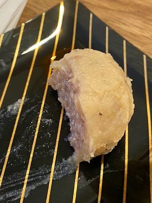 Lemon cardamom ohagi - started eating before taking a picture   at Hobodo Cafe in Kyoto