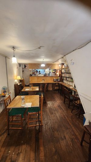 Inside at Hobodo Cafe in Kyoto