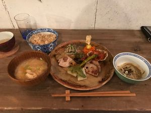Lunch set at Hobodo Cafe in Kyoto