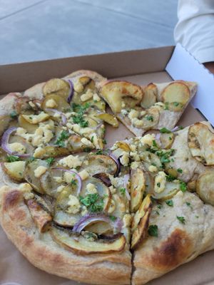 Potato pizza at Sprouted Oven in Abbotsford