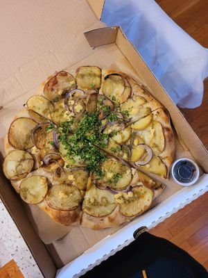 Potato pizza at Sprouted Oven in Abbotsford