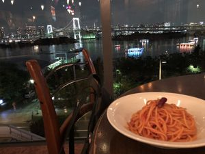 Spaghetti arrabiata at Cafe La Boheme - Odaiba in Tokyo