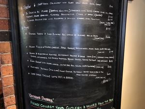 Vegan specials marked up on board at The Swan Inn in Lyndhurst
