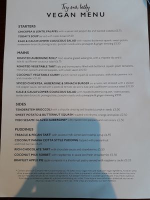 Menu at The Royal Oak in Orpington