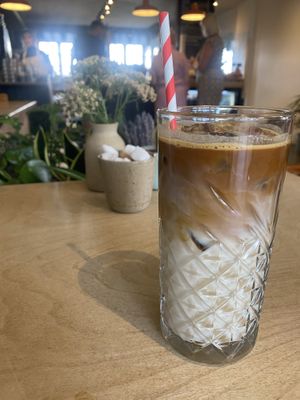 Iced latte (oat)  at St Kew Farm Shop & Cafe in Bodmin