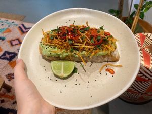 Avocado on toast (minus the egg)  at St Kew Farm Shop & Cafe in Bodmin