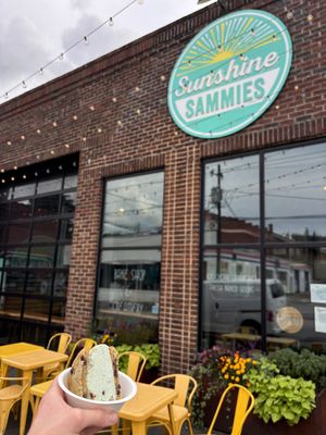 Mint chocolate chip sandwich  at Sunshine Sammies in Asheville