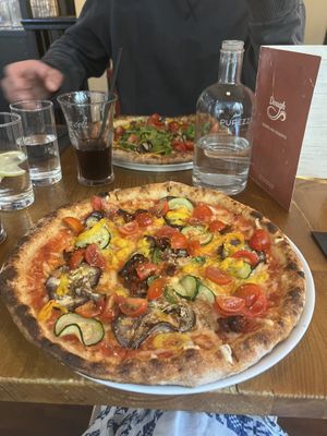 Vegetariana with vegan cheese, excellent pizza !   at Dough Pizza in Bath